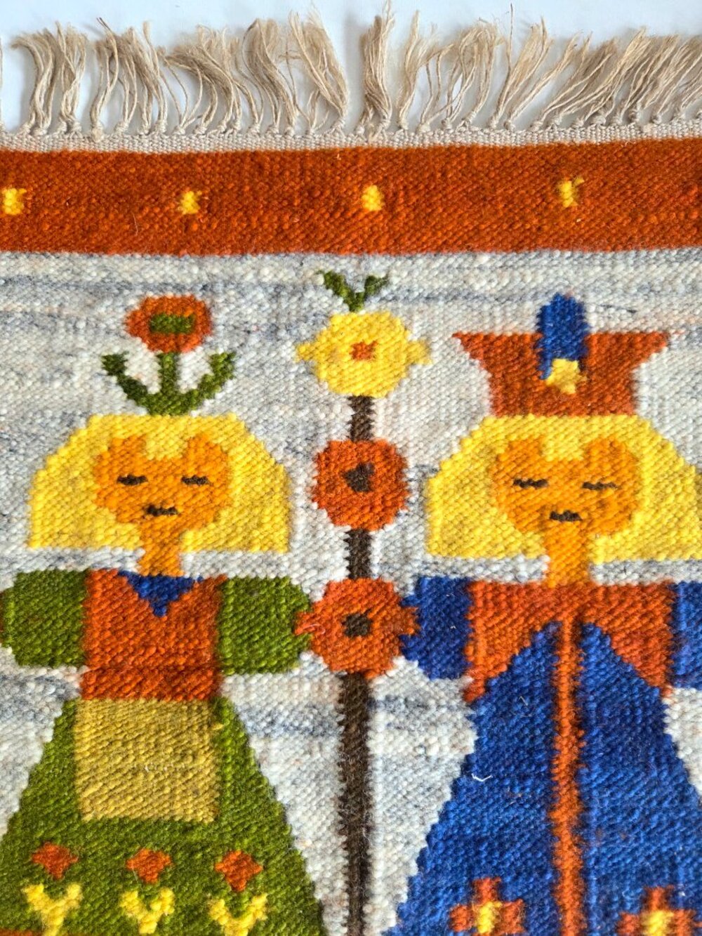 Vintage 1970s 1980s Wool Tapestry Kilim by Maria Domanska Poland Vibrant Colors. - Picture 2 of 5